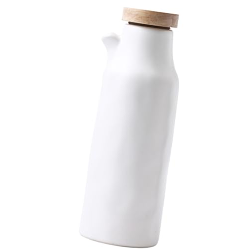 moyiw Ceramic Oil Dispenser Bottle 400ml No Drip Cruet with Lid - Olive Oil Dispenser Bottle, Suitable for Olive Oil Vinegar Soy Sauce Coffee Syrup Liquid Container - White