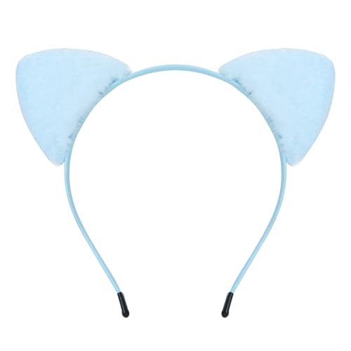 Totelux Cat Ears Headband Plush Hair Band Animal Ears Hair Hoop Cute Hair Accessories for Women Girls Birthday Party Supplies Light Blue
