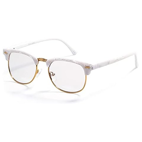 White Semi-Rimless Non-prescription Plain Glasses Cover