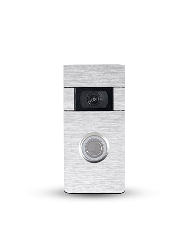 MightySkins Skin Compatible with Ring Video Doorbell (2nd Generation) - Brushed Aluminium | Protective, Durable, and Unique Vinyl Decal wrap Cover | Easy to Apply