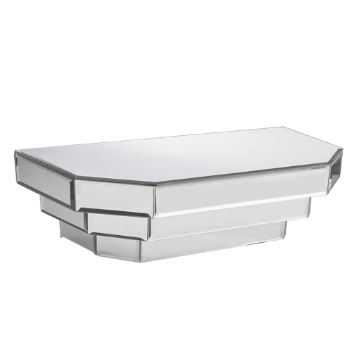 Howard Elliott Collection Mirrored Floating Wall Shelf for Home Decor, Silver Wall Mounted Modern Glass Shelf, Decorative Mirror Shelf for Living Room, Bathroom and Entryway, 6 x 16 x 7 Inch by Howard Elliott Collection - Used condition - US$28.21
