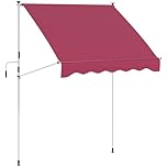 Outsunny 6.6'x5' Manual Retractable Patio Awning Window Door Sun Shade Deck Canopy Shelter Water Resistant UV Protector Wine Red