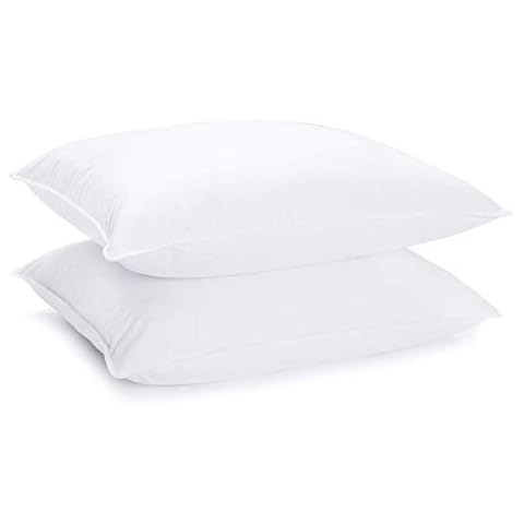 EGYPTO Natural Goose Feather and Down Pillow, Medium Soft Pillow - Double Stitched with Self Piping - 233 Thread Count 100% Cotton Cover (2 Pillow) Cover