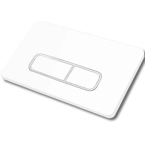 Plaque de déclenchement commande Bouton de chasse d'eau Accessoire pour réservoir de WC Compatible avec Geberit Sigma01, UP300 et UP320, fonction double chasse(Blanc avec bord argenté)