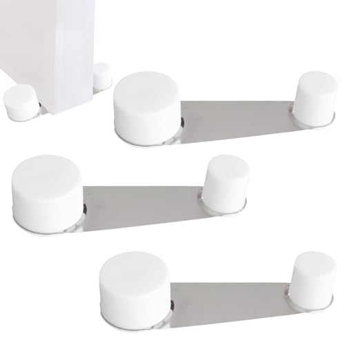 Tope puertas suelo giratorio 4 unids - Topes para puertas suelo con retenedor blanco - Tope sujeta...