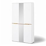 Stella Trading Memphis Garderobenschrank mit Spiegel in Weiß, Artisan Eiche Optik - Flurgarderoben Schrank mit viel Stauraum - 105 x 192 x 38 cm (B/H/T)