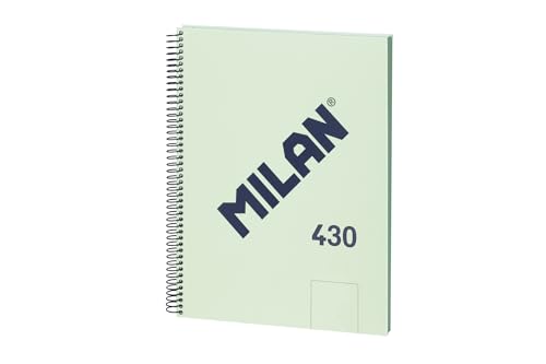 MILAN® Cuaderno A4 con espiral y tapa dura, 80 hojas blancas de 95 gr/m², colección 430 since 1918, verde