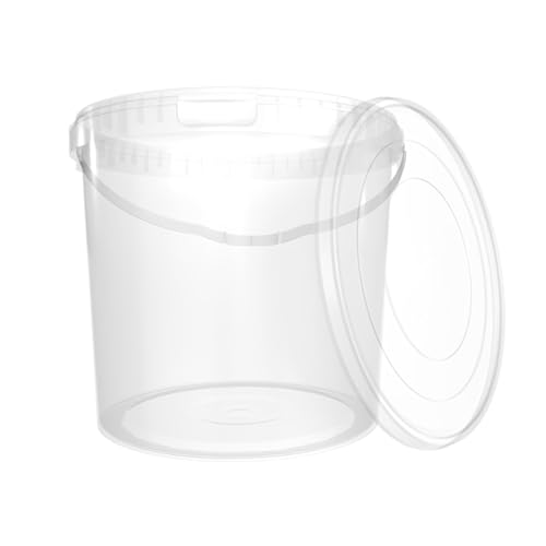 Eimer mit Deckel 10l Transparent Rund | Kunststoff Eimer Lebensmittelecht, luftdicht und stabil | Leereimer mit Griff und Deckel für Lebensmittel Chemie Waschpulver Klebstoffe geeignet