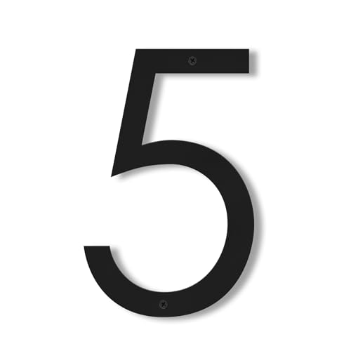 Numéros de maison de 30,5 cm design noir mat 5 pour une façade élégante et moderne