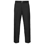 MyShoeStore Mens Formal Trousers Casual Business Office Work Home Belt Loops Smart Dress Pants Straight Leg Flat Front Everpress Pockets Waist (Black, 46/29)
