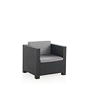 Jardin202 - Juego de Terraza Diva Tete a Tete con 2 plazas - Mobiliario Exterior con Mesa Auxiliar y Cojines | Sillón Individual (Grafito)