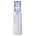 Timoau 5 Gallon Water Cooler Dispenser, Top Loading Hot and Cold Water Dispenser with Storage Cabinet, Removable Drip Tray & Child Safety Lock, Water Machine for Home Office Use (White)
