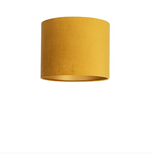 Uniqq Lampenschirm Velours Ocker gelb Ø 40 cm - 30 cm hoch, UL167