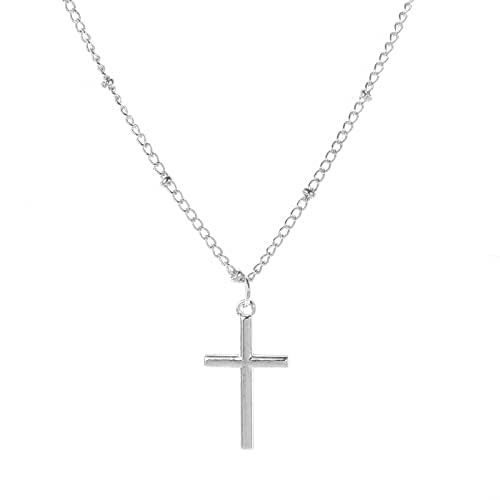 KFRSCross Necklace for Women Girls - 14K Gold/White Gold Plated Cross Necklace Gold Silver Cross Necklace Tiny Cross Choker Necklace Gold Cross Necklaces for Women Gold Jewelry Gifts for Women Girls