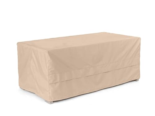 Covermates Rectangular Ottoman Cover - Heavy-Duty Polyester, Weather Resistant, Drawcord Hem, Seating and Chair Covers, 48W x 28D x 18H, Ripstop Tan