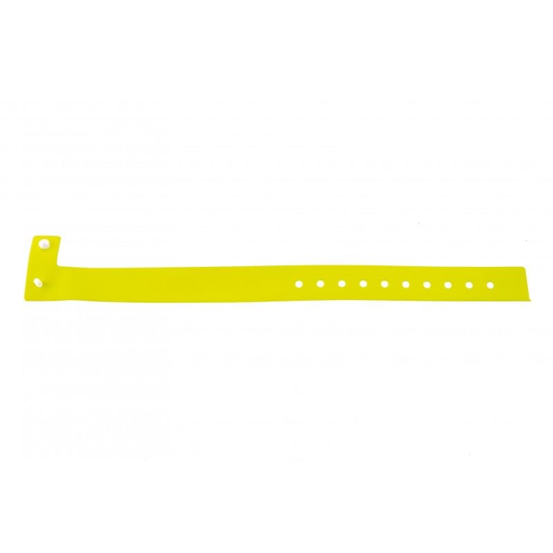 Lot de 100 bracelets plastiques d'identification vynile souple - taille XL : 25x250mm - étanche et sécurisé - idéal pour évènement/festivals/salons - (Jaune fluo)
