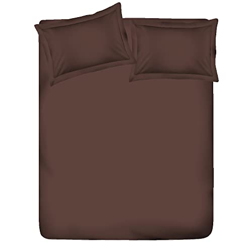 Image of Layers 100% Cotton 144TC Elastic Fitted Bedsheet for Double Bed King Size with 2 Pillow Covers, (Dark Brown, Solid Pattern), All Round Elastic, Moisture Absorbent, Skin Friendly - Be Bold Collection
