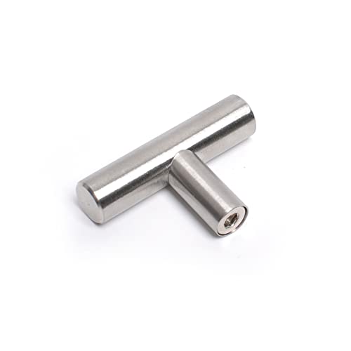 Poignée de porte moderne en T pour placard de cuisine, tiroir, placard de cuisine, finition argentée (1, bouton en T) Cover