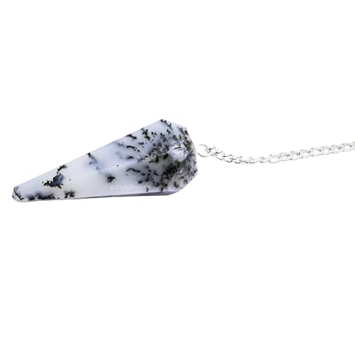Image of Dendrite Opal Pendulum Dowsing Tool - Natural Crystal Pendulum for Spiritual Guidance - Premium Dowser Pendulum for Accurate Divination and Energy Healing - Perfect for Energy Healing and Chakra Balancing - Handcrafted with Precision and Elegance