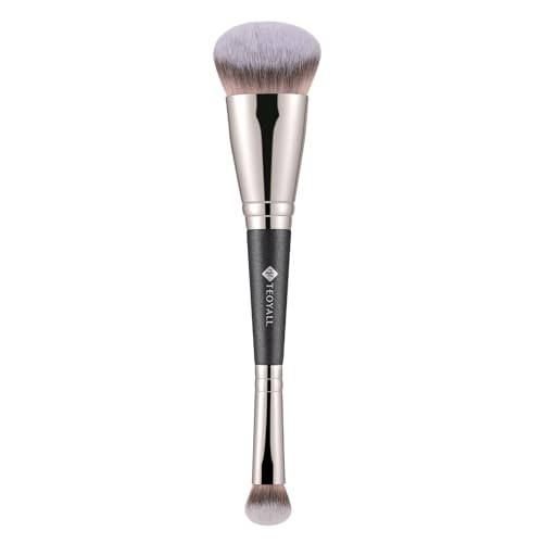 TEOYALL Dual-Ended Foundation Under Eye Concealer Brush, Sloped Angled Contour Synthetic Bristles...