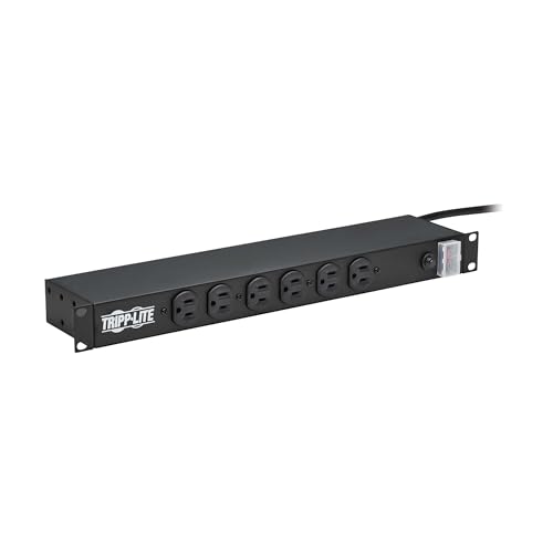 Image of Tripp Lite 12-Outlet Rackmount PDU Power Strip, Network-Grade Front & Rear Facing Outlets, 15A, 120V, 15ft Cord with 5-15P Plug, Horizontal 1U Rack Mount, Lifetime Manufacturer's Warranty (RS-1215)
