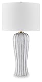 Signature Design by Ashley Lanwell Modern Polyresin Table Lamp with 3-Way Switch, Light Gray