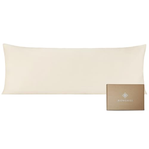 BIOWEAVES 100% Organic Cotton Body Pillow Cover for Body Pillowcases 300 Thread Count Soft Sateen Weave GOTS Certified with Zipped Closure - 21 x 54 Natural