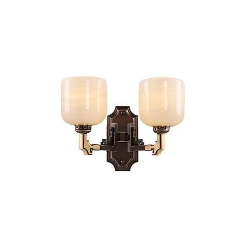 LJHFG63KUYT Decorare Lámpara de pared noche for dormitorio estilo retro con pantalla jade decorativa cobre lujo Interior