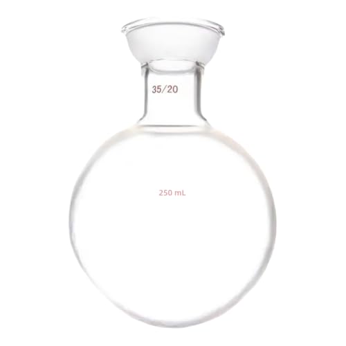 Borosilicate Glass Receiving Flask Heavy Wall Spherical Joint Round Bottom Rotary Evaporator Receiving Flask with 35/20 Ground Joint 250ml
