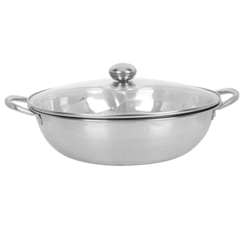 BIUDECO 厚手ステンレス製双味火鍋鍋 ガスコンロ対応 型仕切り採用 漏れ防止設計 持ち手付で 調理可能 同時に二種類の味を楽しめる調理用鍋