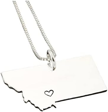 Montana State necklace Personalized engraved Montana necklace sterling silver Montana state necklace with heart - Hometown Memory Gift