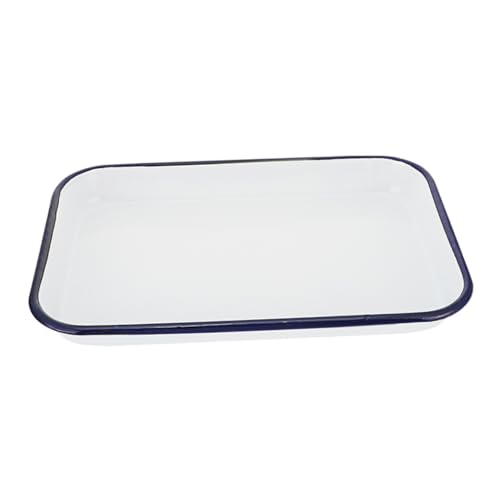 KICHOUSE Enamel Tray Multi-Functional Tray Laboratory Enamel Plate Tool Rectangular Dish Paint Mixing Tray Multi-Functional Oven Pan Storage Tray Laboratory Square Plate Enamel Square Plate