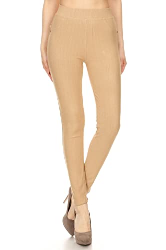 Image of Leggings Depot Women's Cotton Blend Stretch Pull-on Jeggings Casual Pants with Pockets (Available in Plus Size)