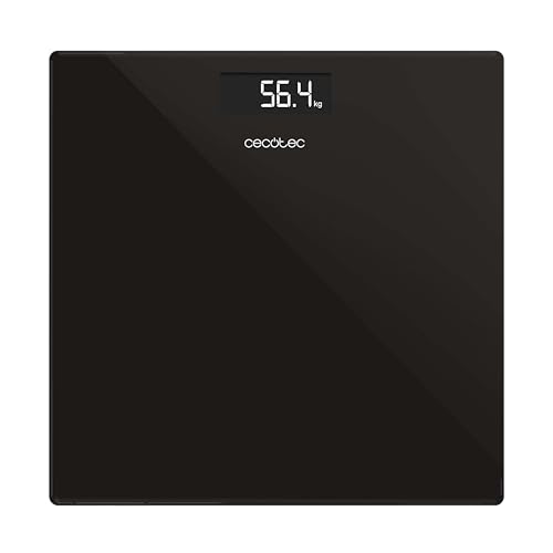 Cecotec Báscula de Baño Digital 30x30cm Surface Precision. Diseño Compacto, Mediciones Precisas, Capacidad Máxima 180kg, Encendido y Apagado Automático, Base Antideslizante, Funciona con Pilas