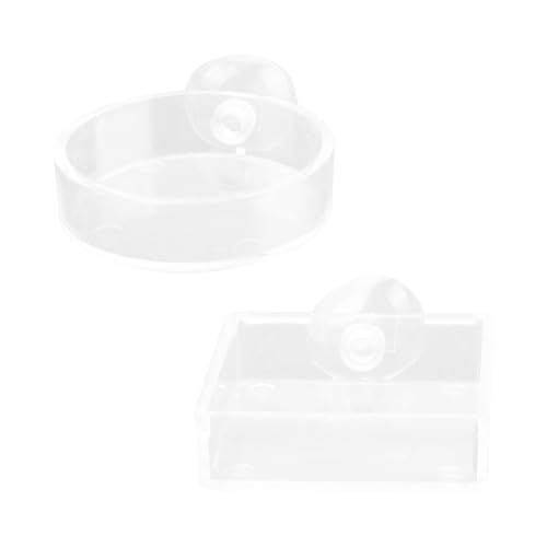 Tabanzhe Acrylic Shrimp and Fish Feeding Trays 2 Round Transparent Shrimp Feeding Trays with Suction Cups to Prevent Food Spillage Suitable for Aquariums