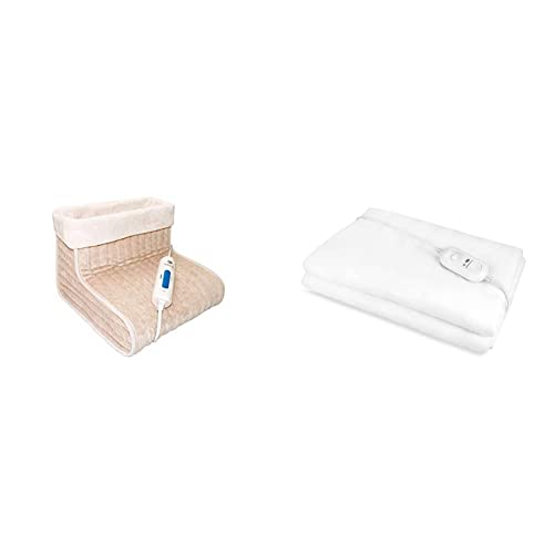 Pekatherm F55 - Bota Calefactora 100W 30x30x23cm, Calientapies Eléctrico + Calientacamas Individual ECO, 60 W, Color Blanco, 150x80cm | Calientacamas Eléctrico | Calienta camas