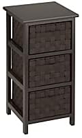 Honey-Can-Do 3-Drawer Natural Wood Frame Storage Organizer Chest, 12.01 by 24.80-Inch, Espresso Brown