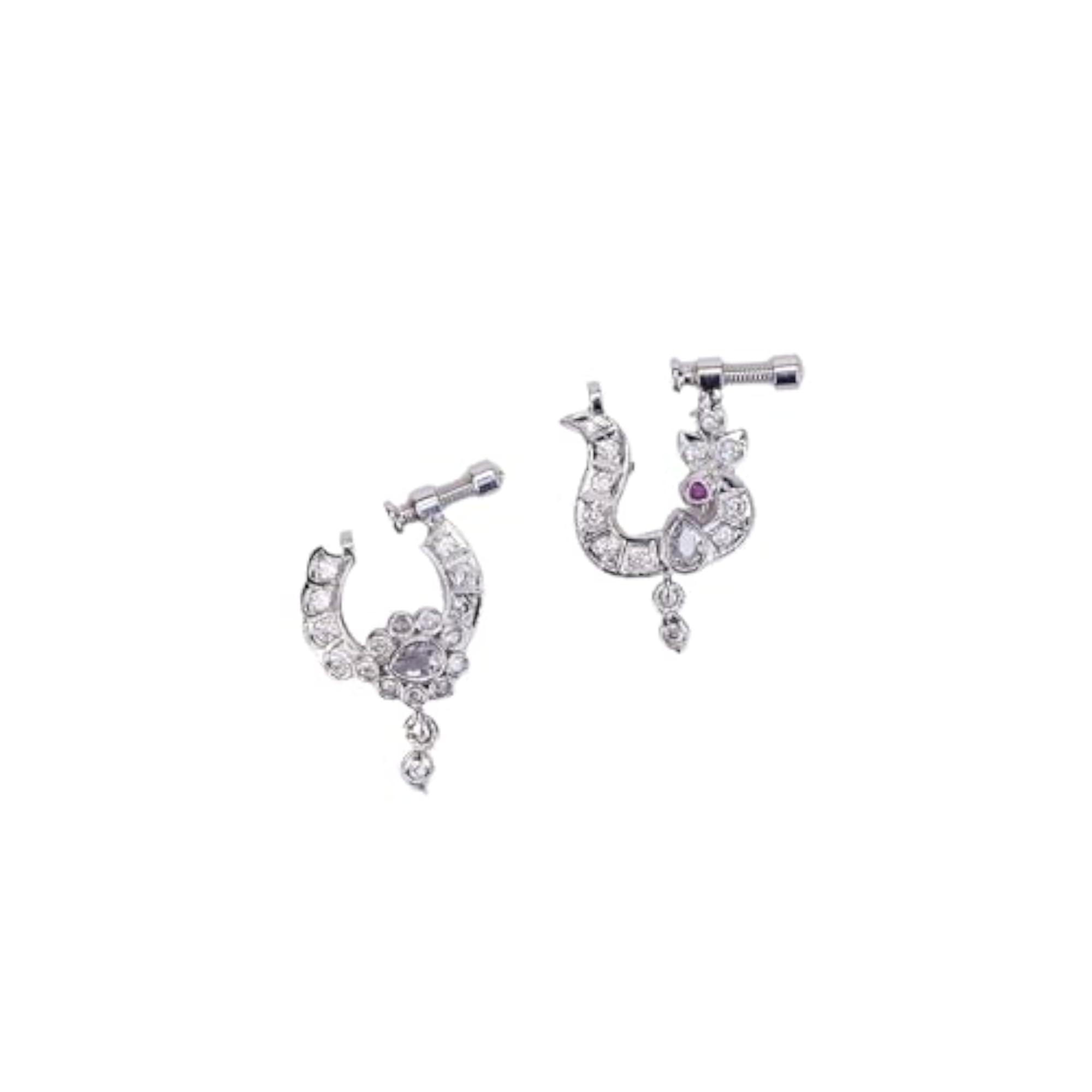 Women's Dazzling Bird-Shaped Rhodium Plated Combo Nose Pin