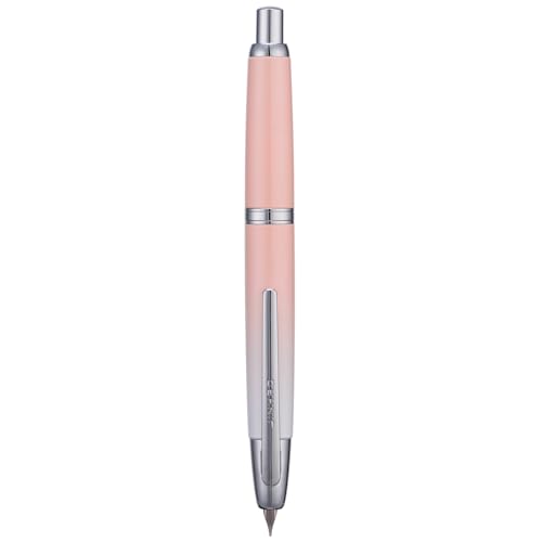 Image of Jinhao 10 Press Fountain Pen with Box, Gradient Peach Pink Retractable Extra Fine Nib with Ink Converter Set (Silver Clip)