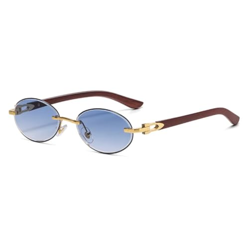 Lunettes de soleil ovales sans monture style punk avec rivets pour hommes et femmes