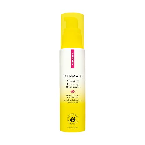 Derma E Vitamin C Renewing Face Moisturizer, 2 Oz, Brightening and Hydrating Facial Skin Renewing Cream, Anti-Aging Wrinkle Cream for Women, Day and Night Moisturizer for Face