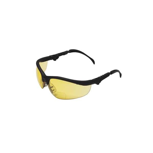 Image of Crews K3H20G Klondike Plus Magnifier Polycarbonate Dual Bi-Focal Lens Glasses with Black Frame and 2.0 Diopter Gray Lens, 1-Pair | Black nylon frame, Nylon spatula temples, Half-frame design, Soft nose pads, Telescoping temples