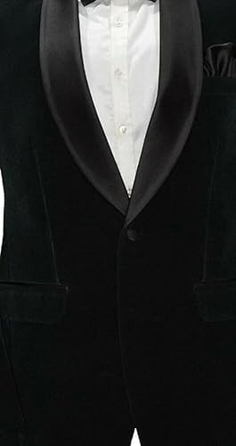 Men's Velvet Blazer Black Two Button Solid Slim Fit Blazer Sport Coat for Dinner Prom Wedding4