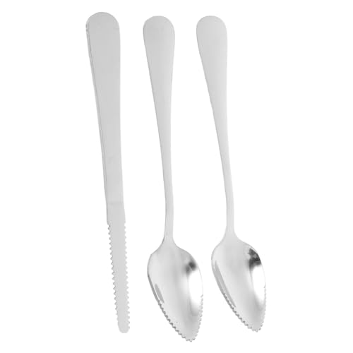 WEKADRIN Grapefruitmesser Und Löffel Aus Edelstahl Set Mit Gezackten Kanten Für Kiwi Und Obst Ergonomischer Griff Für Effizientes Schneiden Und Servieren Im Alltag