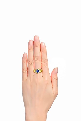Rylos 14K Yellow Gold Ring with Oval 9X7MM Gemstone & Diamonds - Classic Design Color Stone Jewelry for Women in Gold, Sizes 5-102