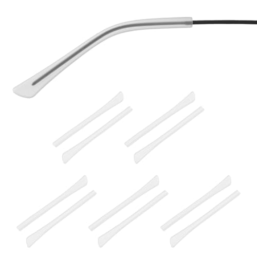 PATIKIL 5 Pares De Varillas De Repuesto Para Gafas, Punta Final De Gafas De Silicona Antideslizante Retenedores De Gafas Ajuste 1x2mm Rectangulares Gafas De Sol Varilla, Transparente