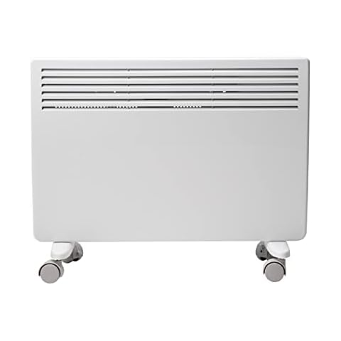 Devola DVNDM15 1500W Eco Electric Panel Heater with Adjustable Thermostat | Energy Efficient Technology, Lot 20 | Slimline Wall Mounted & Free Standing Plug in Low Energy Heaters with Timer | White Cover