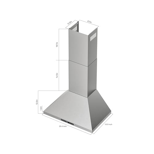 EVERKITCH 30inch Wall Mounted Range Hood with 1000CFM, Powerful DC Motor with 6 Speeds, Remote Control, Stainless Steel Permanant Filters