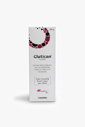 Image of Glutican Face Wash with Glutathione, Kojic Acid Dipalmitate, Vitamin C, Vitamin E & Niacinamide - Deep Cleansing, Rich Creamy, Paraben-Free Brightening Face Wash - 100g