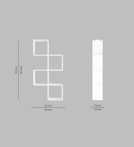 Image of Aura Multipurpose Modular Wall Racks /Shelves /Organiser /Decor Particle Board Wall Shelf (Number of Shelves - 7, White)